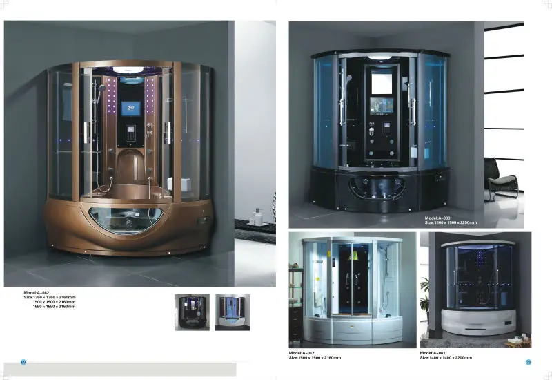 Modern Enclosed Massage Bathroom Steam Shower Room with TV and Bathtub