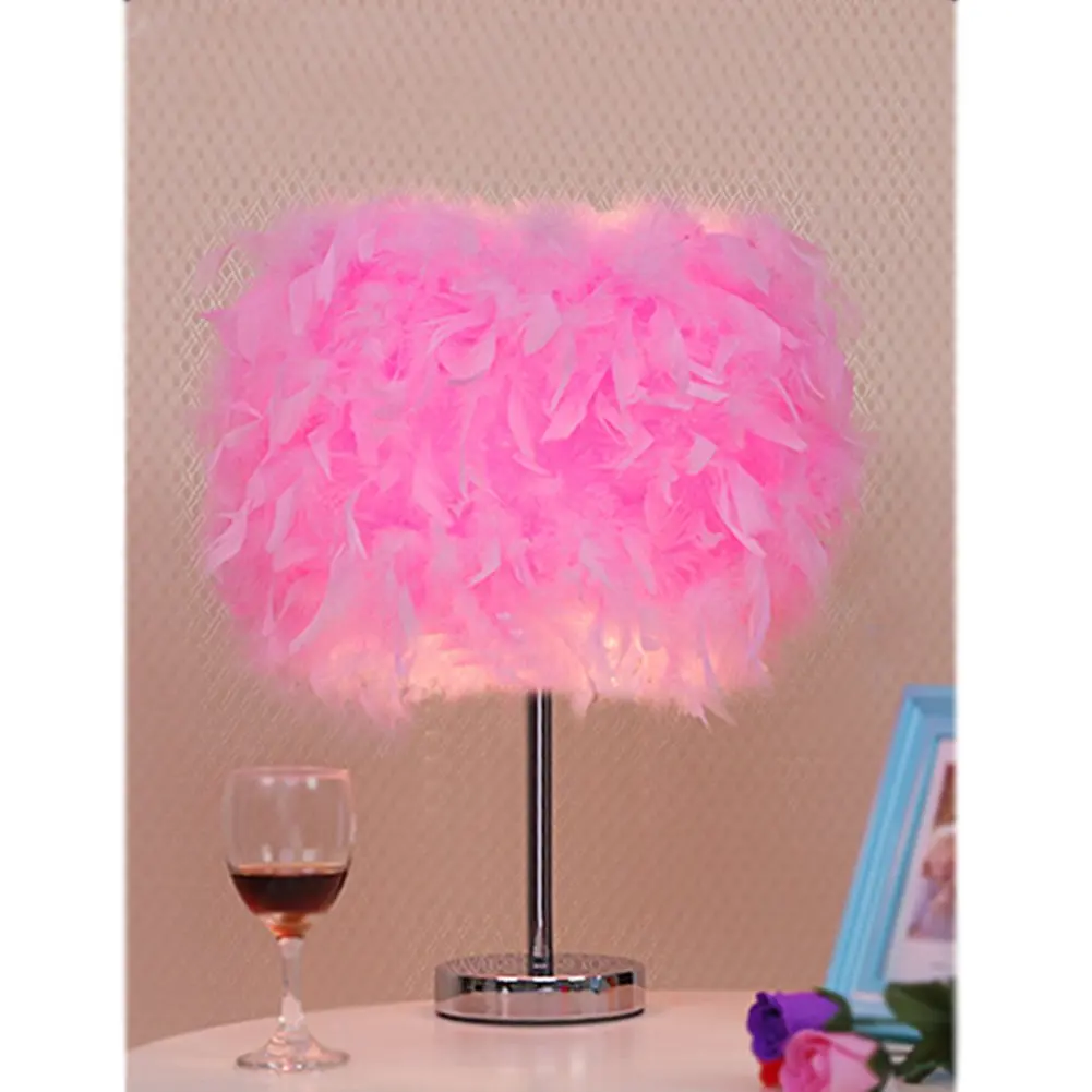 pink feather table lamp