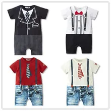 2016 new fashion baby clothing exclusive tie jumpsuit newborn baby rompers boys gentleman bow leisure clothes