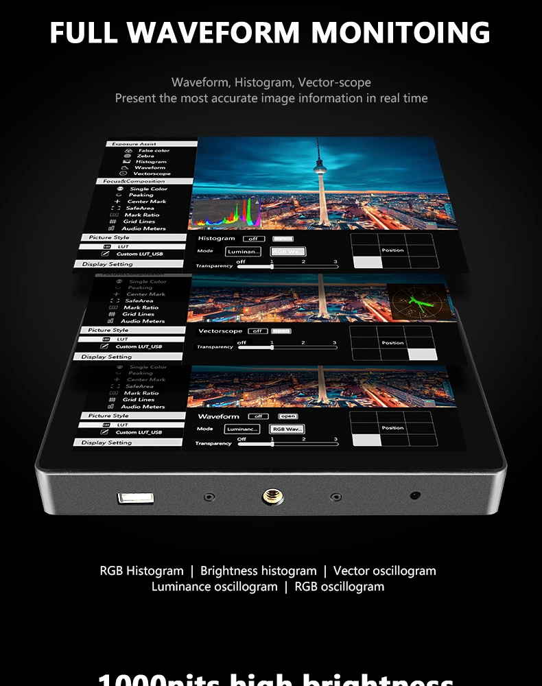 Desview R7 7'' 1000cd/m2 high brightness Touch Screen Monitor 4K HDMI monitor with Waveform/vectorscope/3D-LUT/HDR