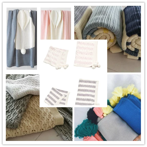 50ci97 Baby Girl Blanket 100cotton Cashmere Polka Dot Jacquard Knitted