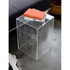 Modern acrylic box minimally accented side table with a faux wood grain end table