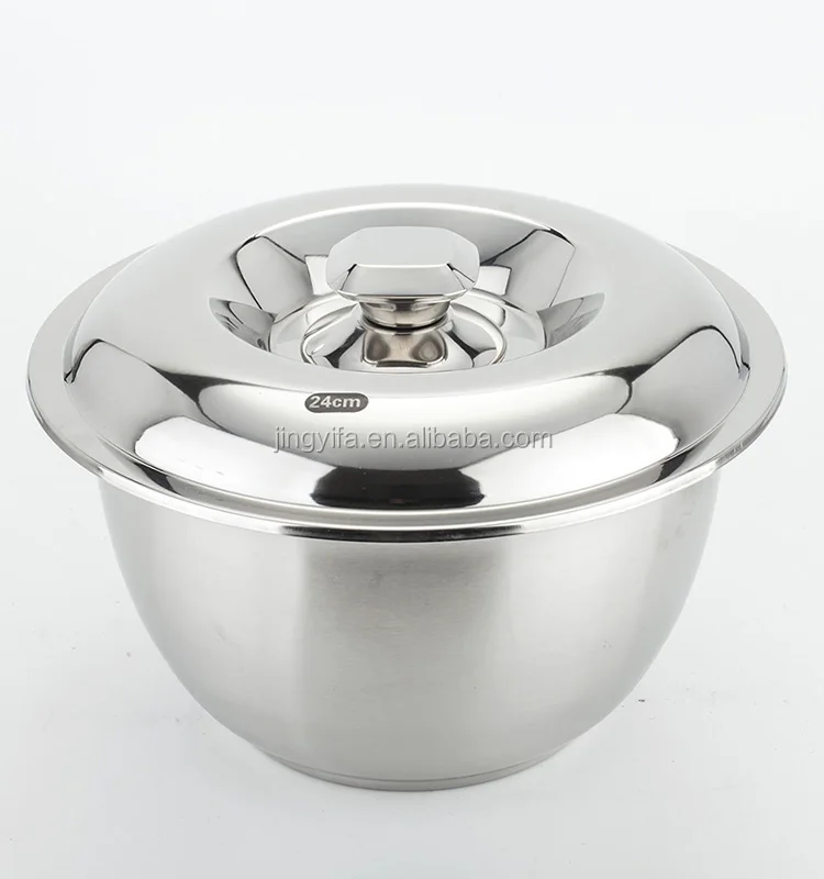 large stainless steel mixing bowl with lid