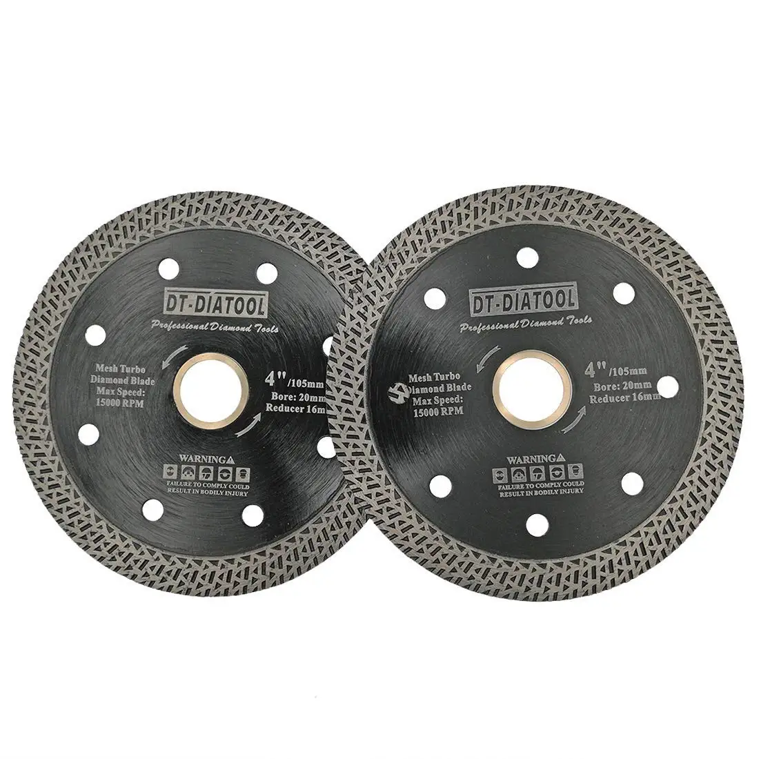 DT-DIATOOL Mesh Turbo Diamond Blade Hot Pressed Sintered Granite Marble Tile Ceramic Brick Diamond Cutting Disc Diameter 4 Inch Pack of 2