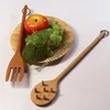 Cute design durable tableware 100% food safe handmade wood spoon and fork