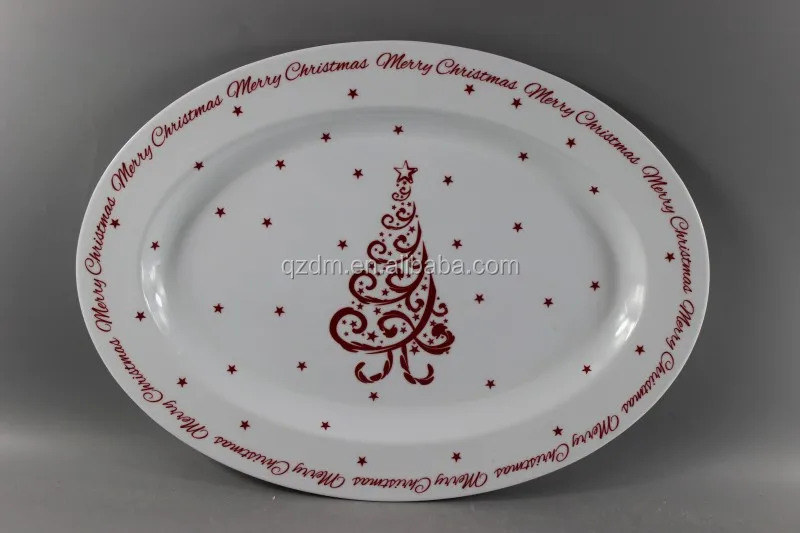 14" melamine oval dinner plate X'mas dinner plate