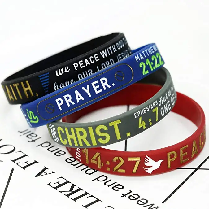 Power Of Faith Baseball Silicone Wristbands With Motivational Sayings