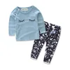 New Autumn baby girl outfit suits Printed sleeping eyes eyes lovely fashion cotton baby girl sets 2pcs T-shirt + pants