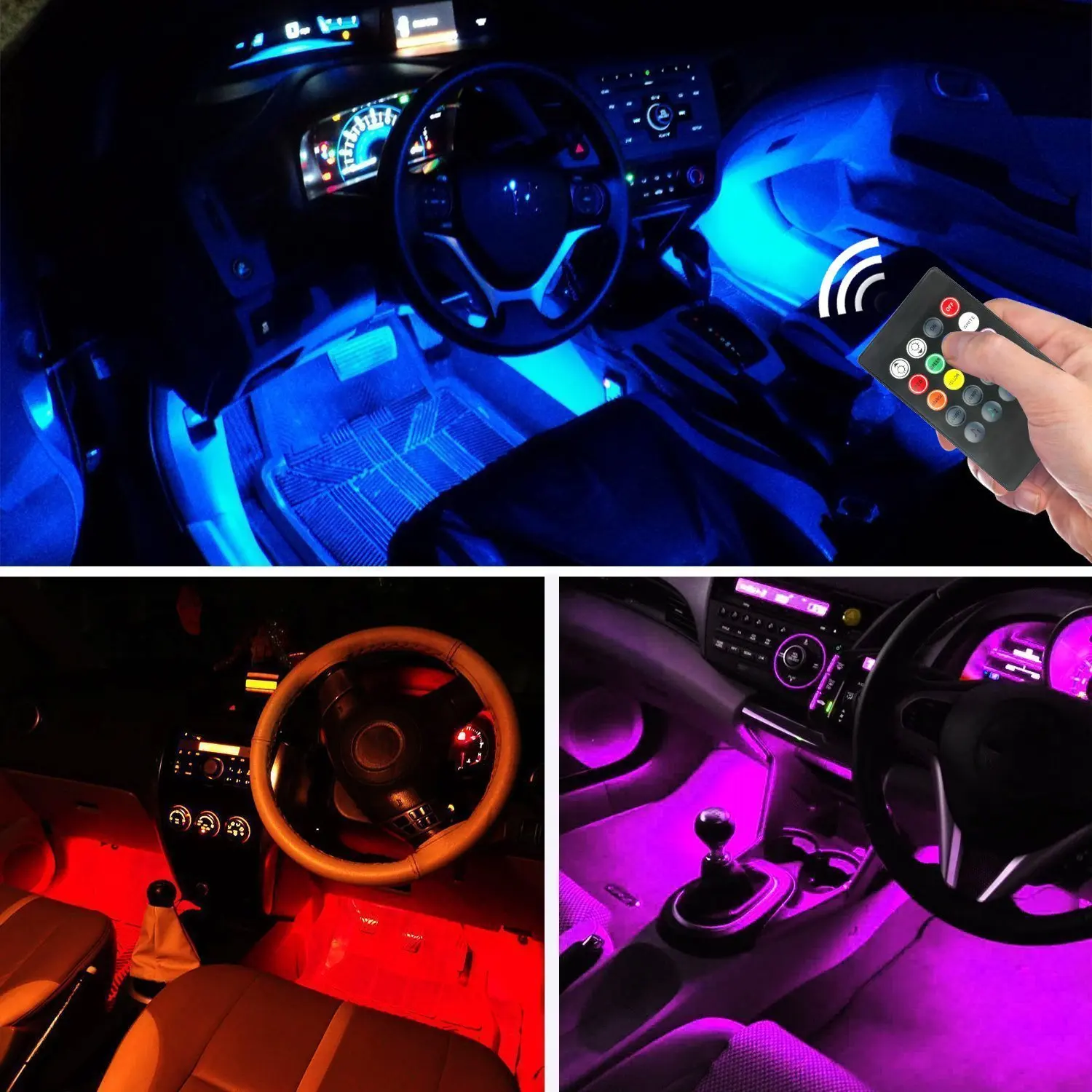 4 Pcs 48 Led Multicolor Music Interior Atmosphere Lights Usb Remote Control Car Led Light Strip Buy Usb Remote Control Car Led Light Strip Car Led