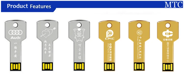 Personalizado Clave shape Pendrive 16GB keys flash memory stick 16 GB hot selling metal Cle USB Key - ANKUX.COM