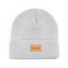 Leather Patch Custom Winter Beanie Skull Cap Warm Knit Ski Beanie