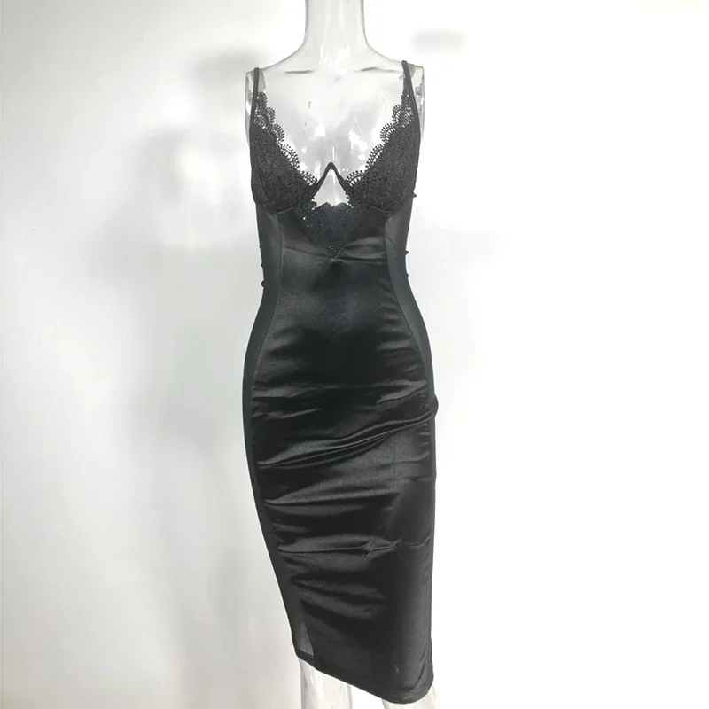 2019 Hot Sale Style Sexy Bodycon Dress Lace With Mesh Transparent Dress ...