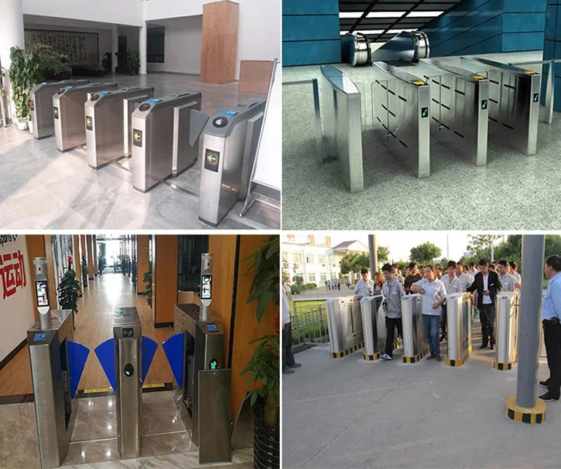 Traffic Management Access Control Flap Barrier Gate AI Smart Facial Recognition Waist Height Flap Barrier Turnstile