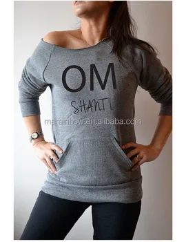 off the shoulder gray sweatshirt