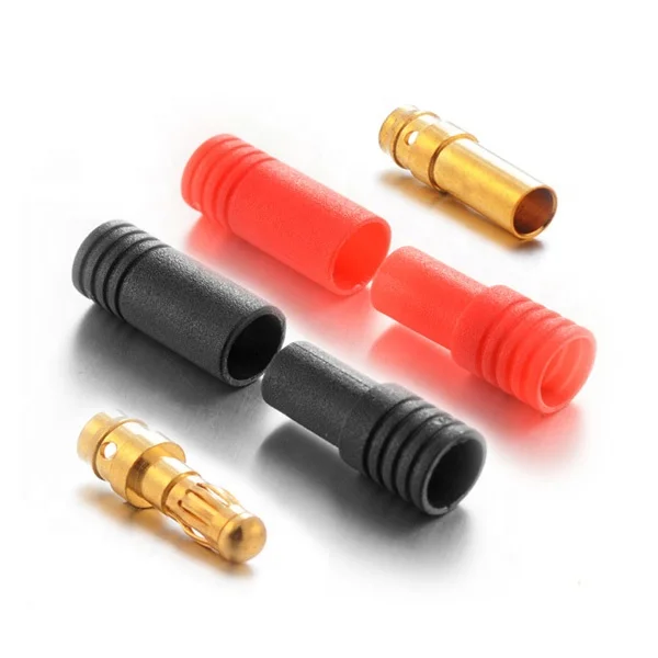 wholesale 24k gold plated stackable with red black jacket banana plug adapter audio jack speaker cable connector.jpg