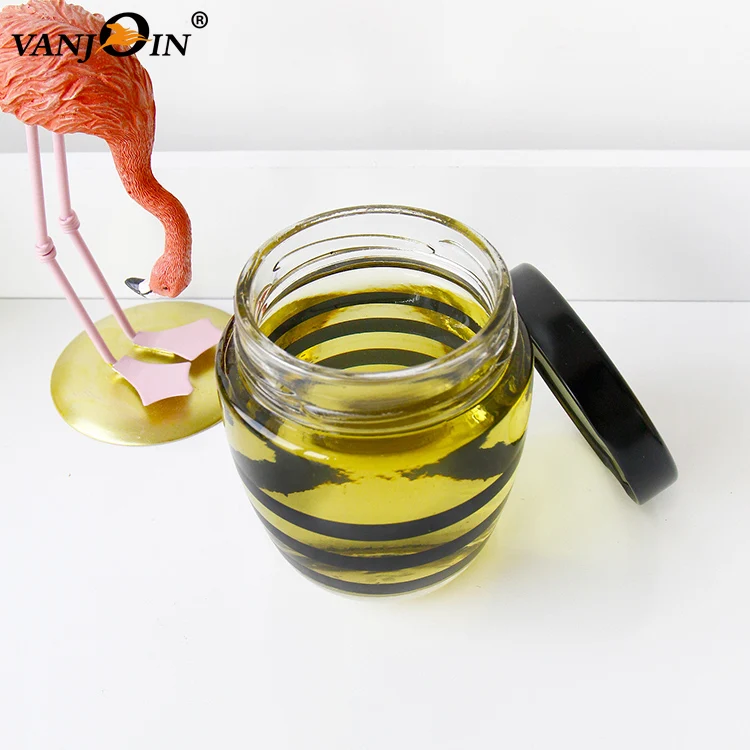 Food Safe 90ml 185ml 365ml Glass Bee Shaped Honey Storage Jar With