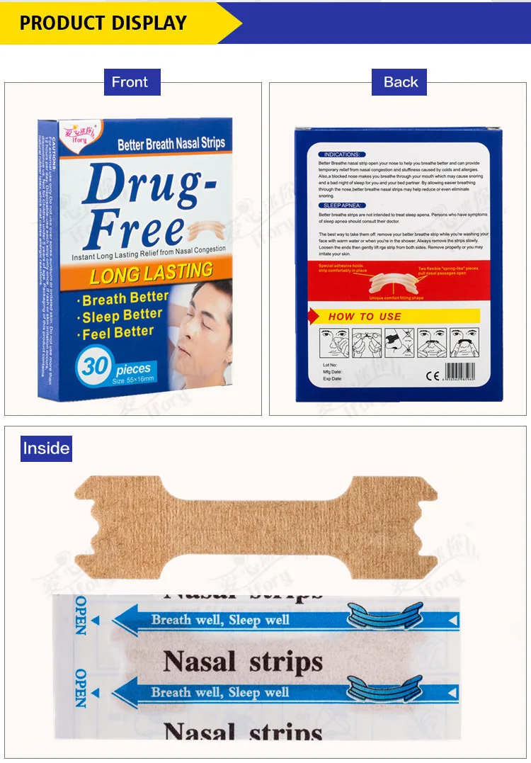 Manufacturer Supplier Adhesive Anti Snoring Nasal Strip For Babies With