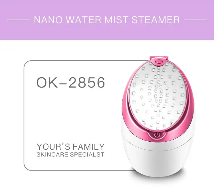 Built-in LED beauty mirror odorless nano steam deep cleansing moisturizer face facial steamer