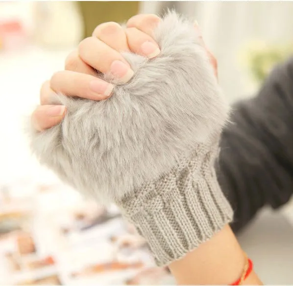 Women Winter Fur Gloves