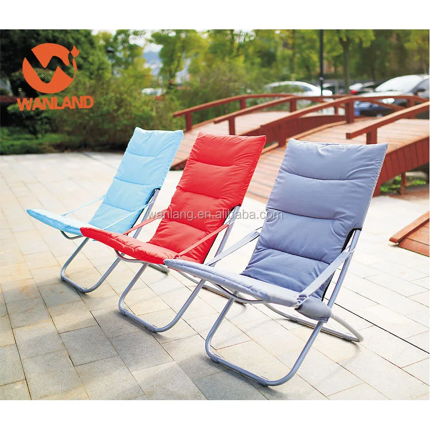 Outdoor Furniture Portable Sponge Padded Folding Sun Chair