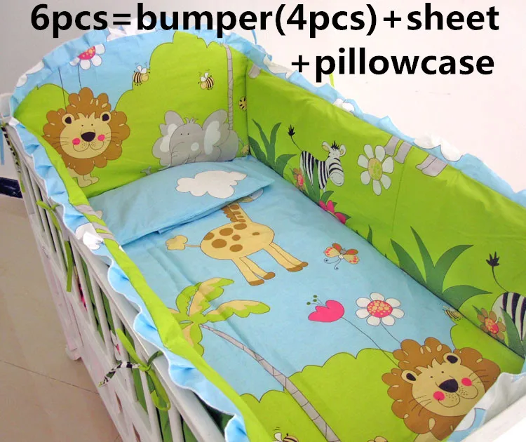 Продвижение! 6 шт. кроватки детская кроватка детские постельных принадлежностей для девушки мальчик новорожденный постельное белье ( бамперы + лист + )