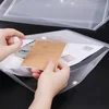 Cute Fashion Transparent A4 Button Closure Folders Document Filing Bag File Folder Stationery Bag