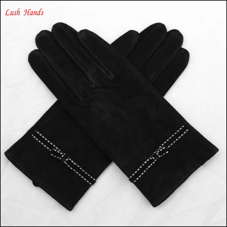 pigsuede genuine leather glove women cheap hand gloves