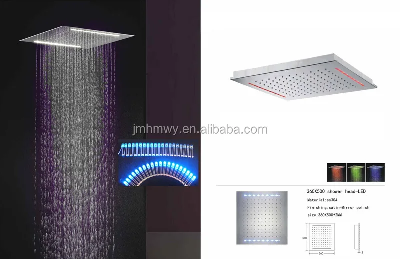 Led Rain Shower Head Led Light 360 500mm Recessed Ceiling Mounted