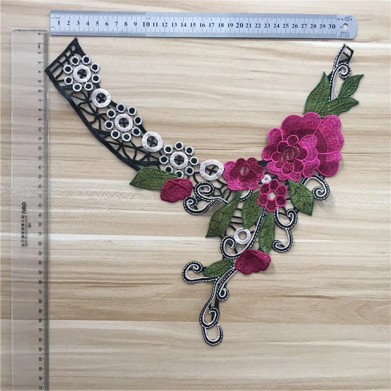 Sew On Flower Embroidery Lace Fabric 3d Neck Collar Lace
