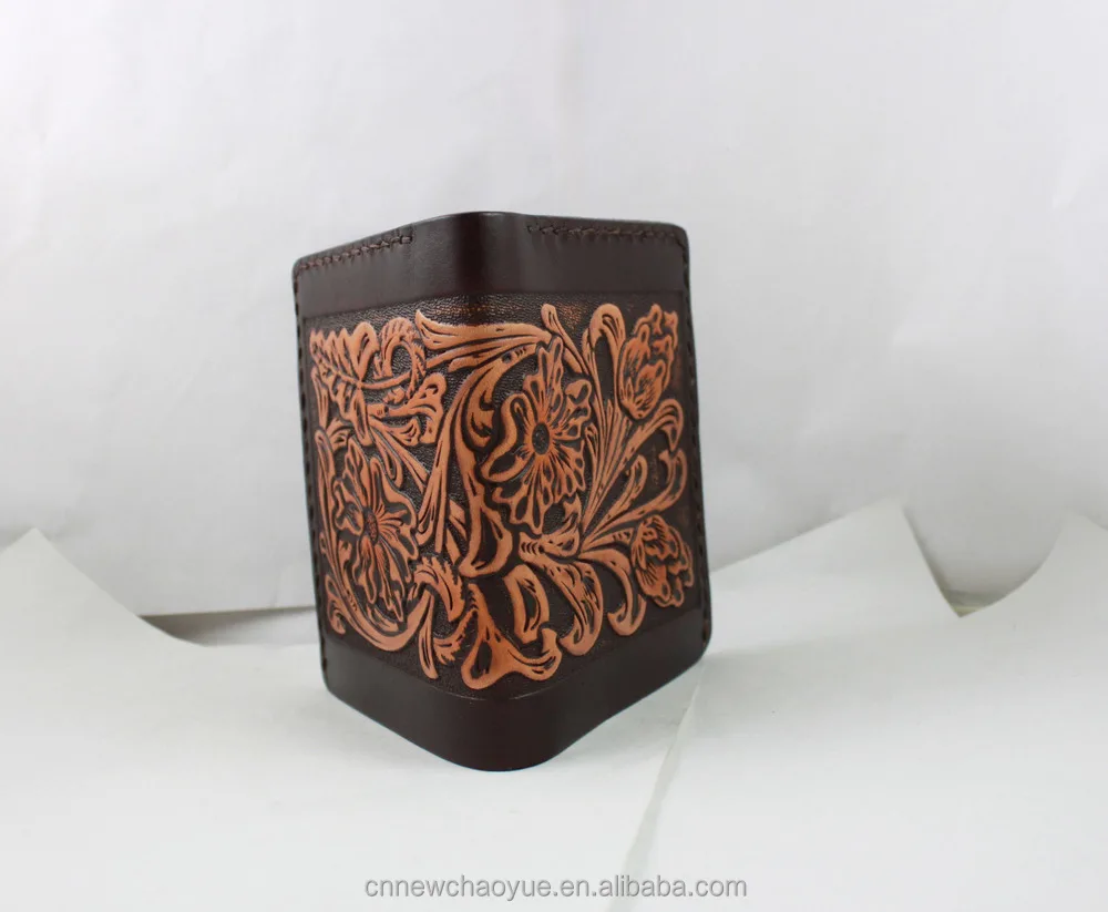 Western Style Leather Embossing Men Handmade Hot Sale Durable Genuine