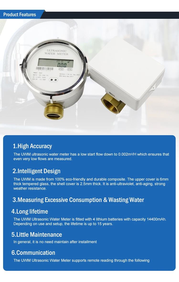 dn15~dn25 ultrasonic nb-iot residential smart water meters with