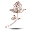 New arrival Crystal rose Brooch gold plated elegant brooches pins For Wedding Jewelry