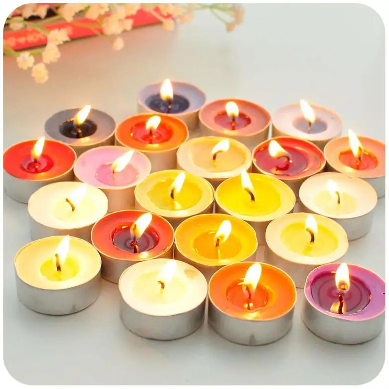 Rainbow Colored Promotional Paraffin Wax Scented Tealight Candles