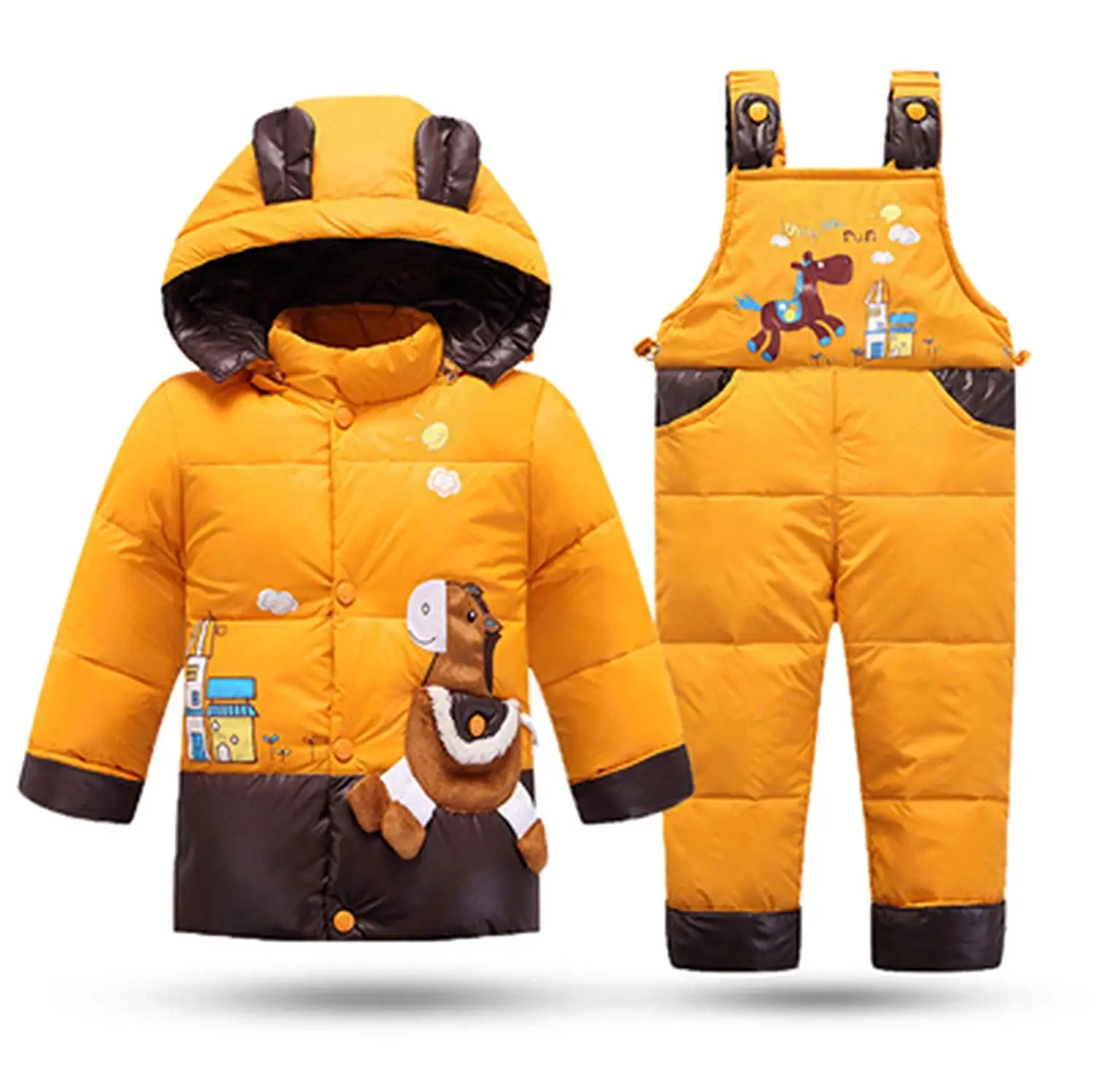 Mandaartins Snowsuit Baby Boy Down Jackets for Girl Kids Clothes Winter Coat Children Outerwear Clothing Set
