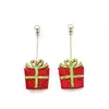 Sterling Silver Pearl Stud Earrings with Present Drop Dangle Earring for Christmas gift