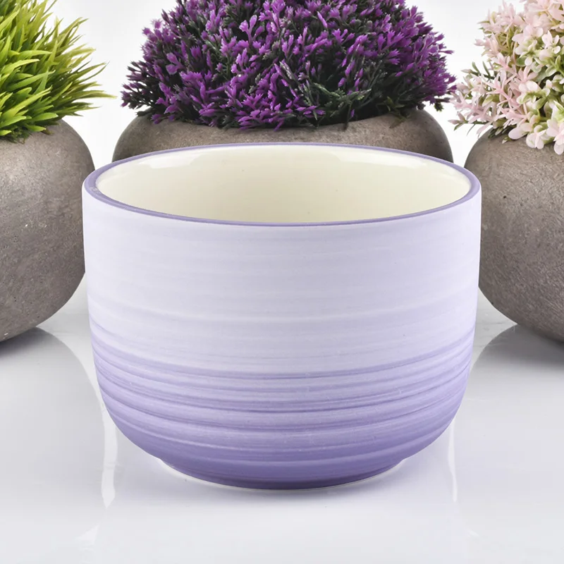 Wholesale Ceramic Candle Jar Round Bottom Lavender Purple Home Decoration