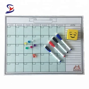 Customized Monthly Magnetic Refrigerator Calendar Dry Erase Board