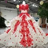LS32712 red patterns of lace evening dress popular fashion ball gown latest designer party wear formal evening gown with train