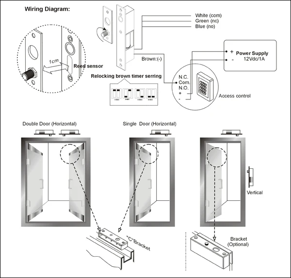 Access Control Drop Bolt Fail Secure Lock With Signal Out Put And Time ...