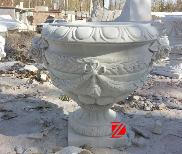 White Stone Garden Decorative Flower Pots - Buy Decorative Flower Pots ...