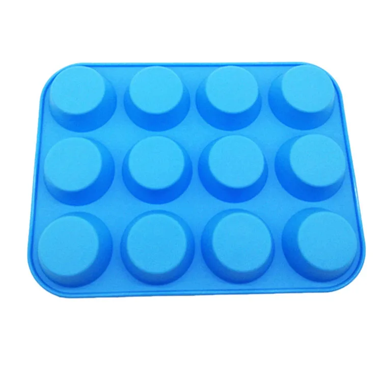 Premium 12 Cups Round Silicone Muffin Cake Loaf Baking Pan Silicone Non