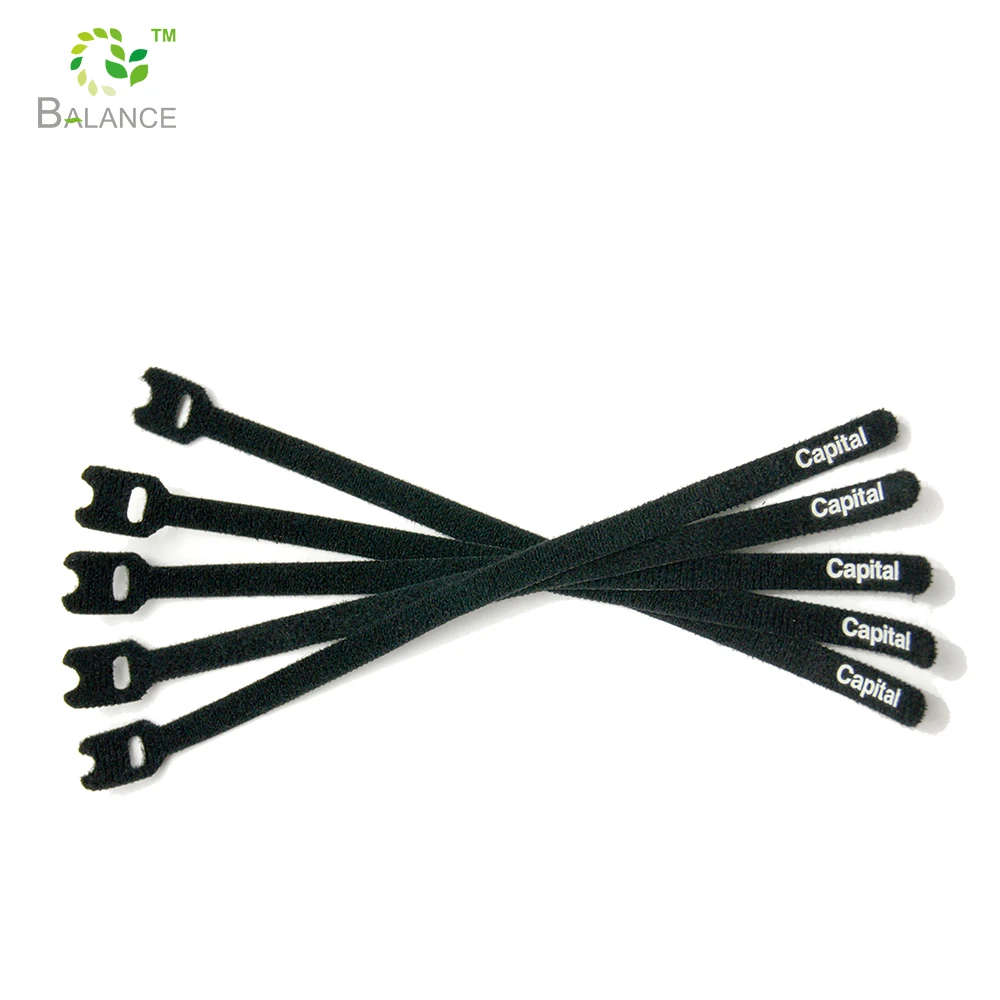 self grapping cable management hook loop tape printed hook and loop cable ties