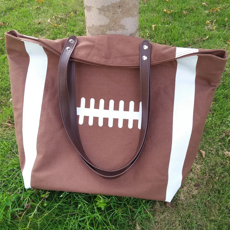 Domil Wholesale Sports Bag Football Tote Bags With Pu Faux Canvas Tote Bag Leather Handle - Buy ...