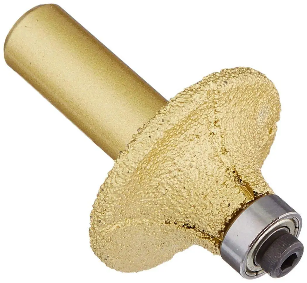 3/16-Inch 3/8-Inch 1/2-Inch 3/4-Inch Roundover Brazed Router Bit 1/2-Inch Shank with Bearing for marble glass granite natural stone bullnose edge shaping countertop vanity top grinder polisher wood
