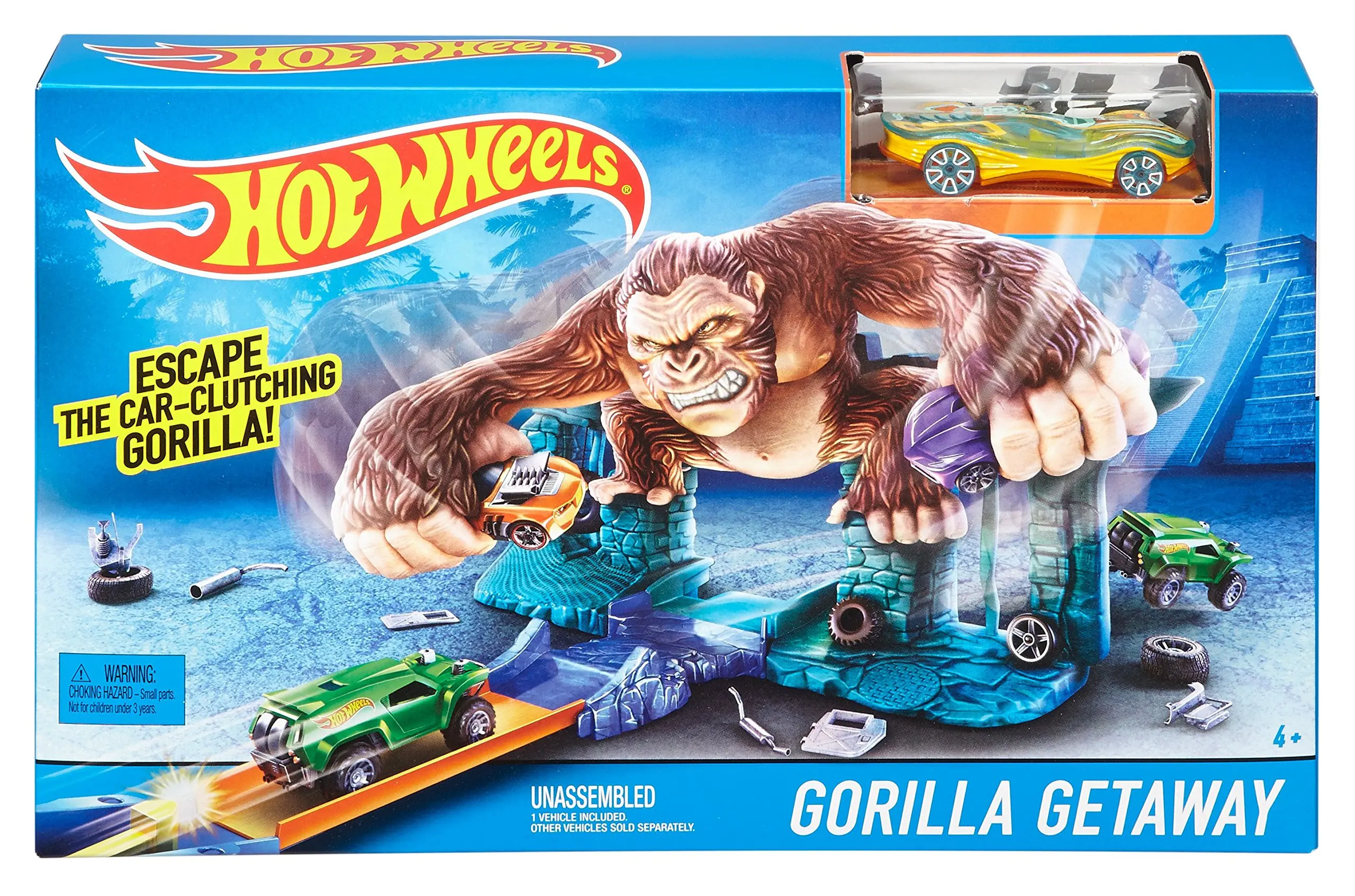 hot wheels race track with gorilla