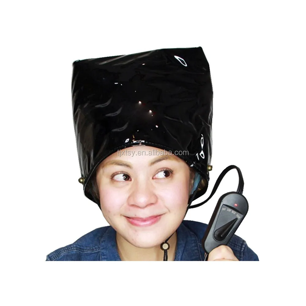 Good Quality Pvc Fast Heating Hair Steamer Cap For Home Use Black Heating Cap Portable Hair 
