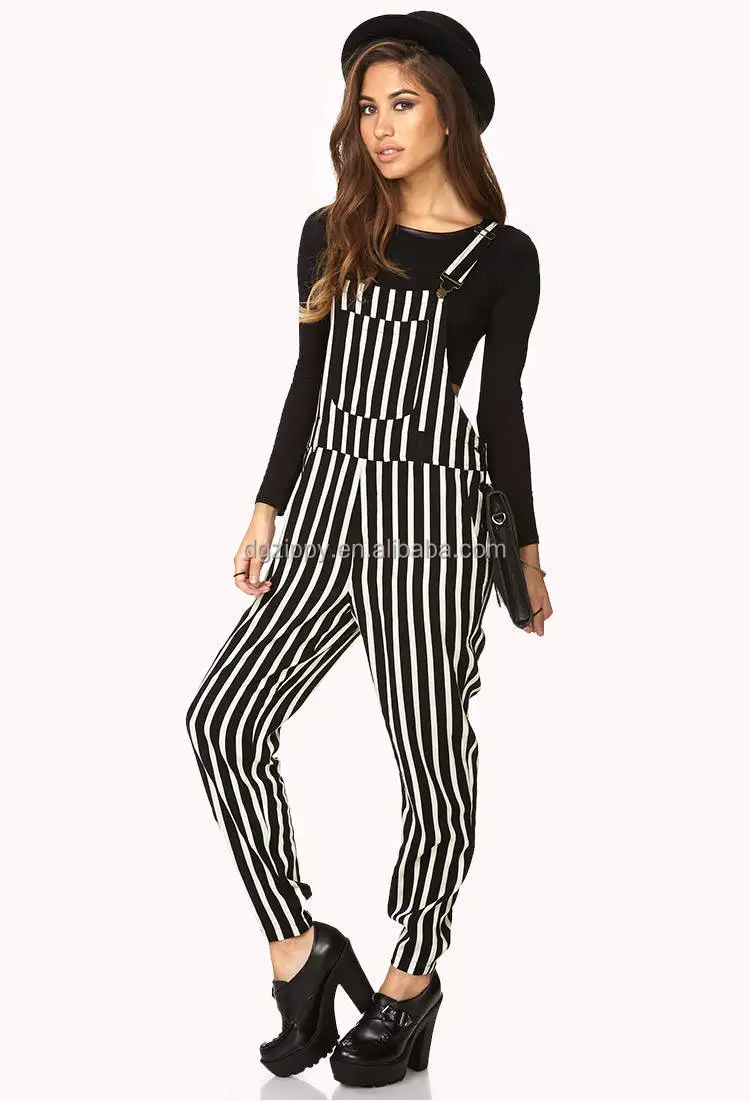 black and gold striped overalls