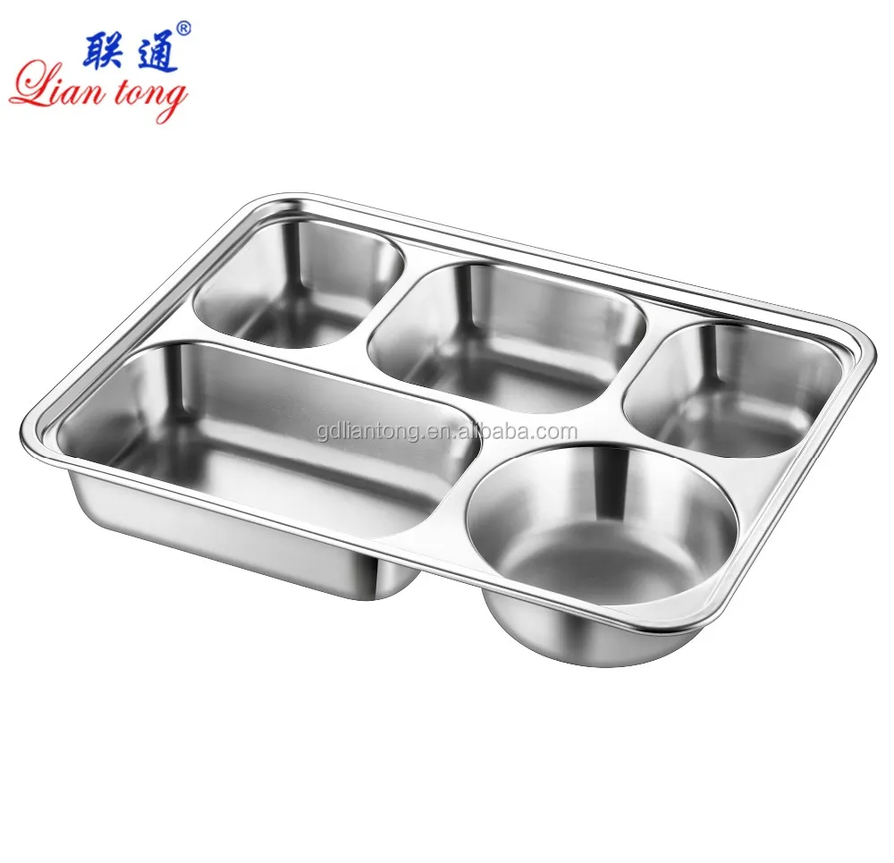 Food Grade Stainless Steel Sus304 Five Compartments School Lunch Box ...