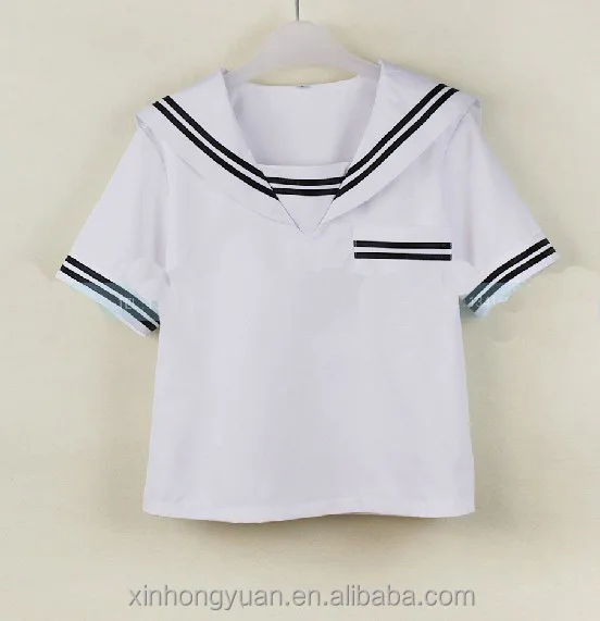 White Neck Tie School Girl Uniform Pattern Wholesale Shirts Casual