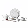 28ceramics Luxury Hotel Ceramic Tableware Silver Rim Dinner Set, White Bone China Tableware^